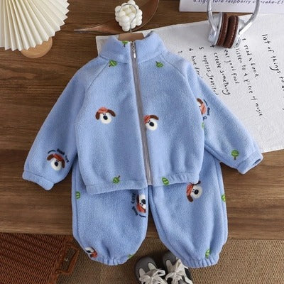pyjama velour bebe épaissi bleu