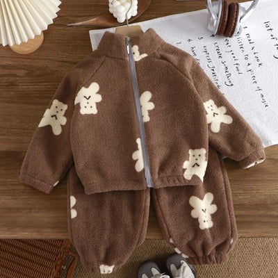 pyjama velour bebe épaissi brun