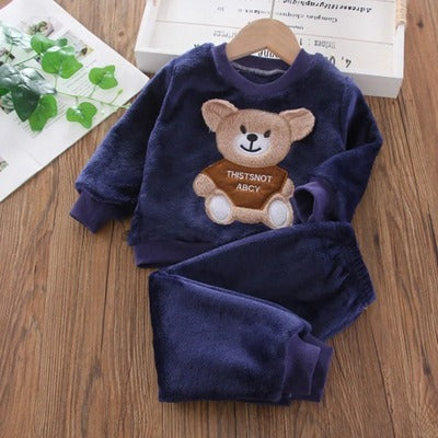 pyjama velours bébé flanelle bleu marine