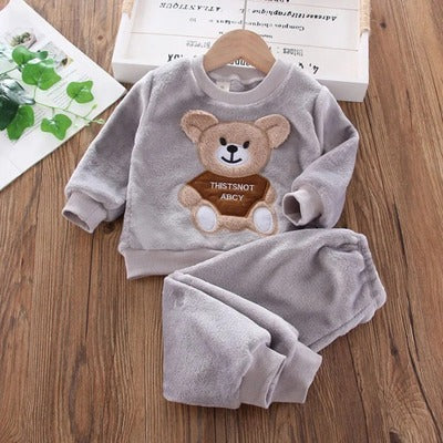 pyjama velours bébé flanelle gris