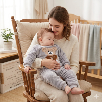 pyjama velours bébé flanelle maman berce enfant
