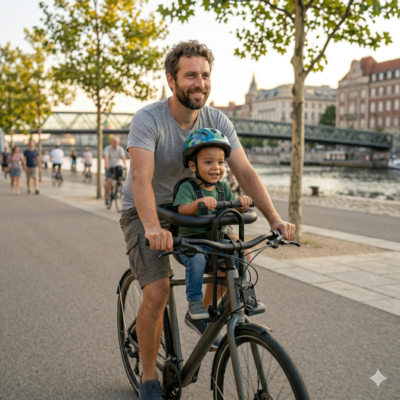randonnee porte bebe soulageant papa avec enfant