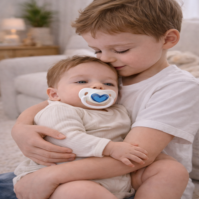 sucette pour bebe résistante bleu bébé avec frère