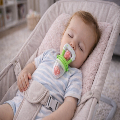 tétine bébé en silicone vert enfant dans transat