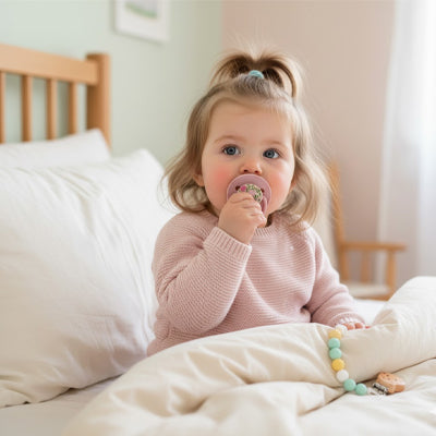 tétine bébé multicolore rose bébé assis