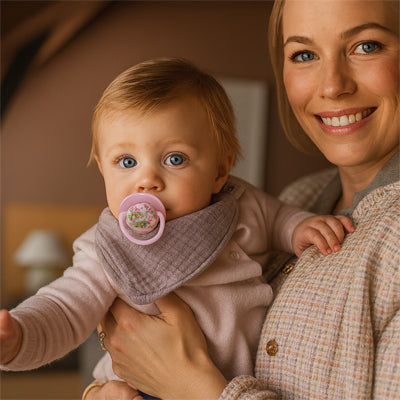 tétine bébé multicolore rose enfant avec maman