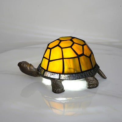 tortue veilleuse style tiffany jaune artisanale