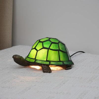 tortue veilleuse style tiffany vert fait à la main