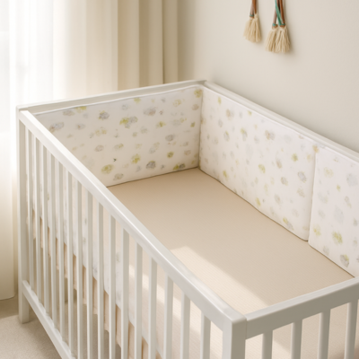 tour de lit bebe cygne enchante beige respirant garde corps