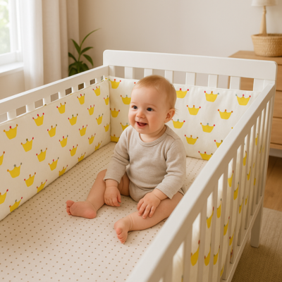 tour de lit respirant zéphir couronne bébé assis souriant