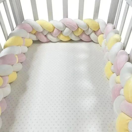 TOUR DE LIT TRESSÉ | 4 BRINS JAUNE - BLANC - ROSE - BABYSTORE - BKAM