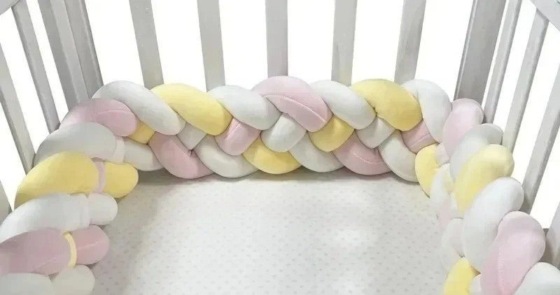 TOUR DE LIT TRESSÉ | 4 BRINS JAUNE - BLANC - ROSE - BABYSTORE - BKAM