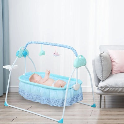 transat bebe haut bleu avec bébé couché