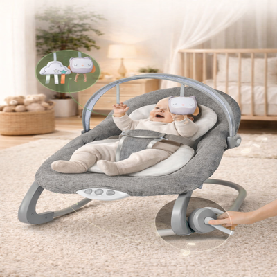 transat ergonomique bébé inclinable avec bébé souriant
