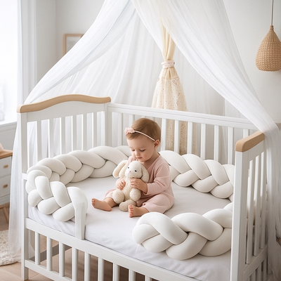 tresse de lit blanche barrière sécurisante enfant joue