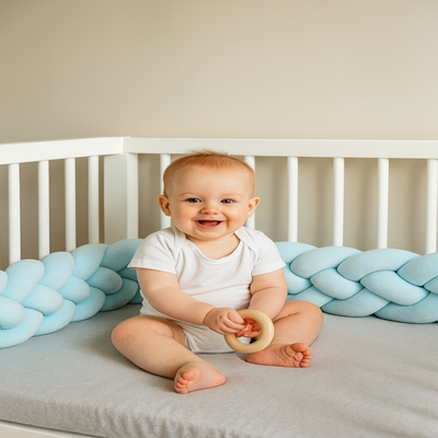 tresse de lit bleu 4 brins enfant assis