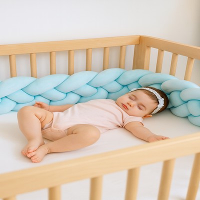 tresse de lit bleu 4 brins enfant dort