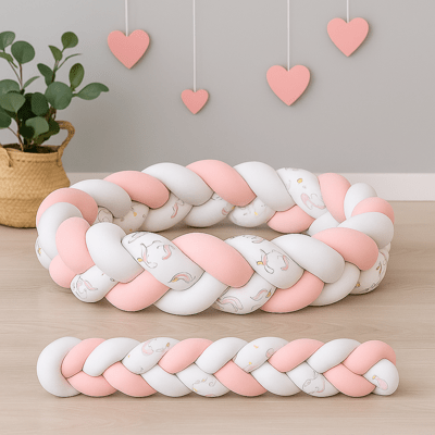 TRESSE DE LIT | DESSIN ANIMÉ ROSE - BLANC - BABYSTORE - BKAM