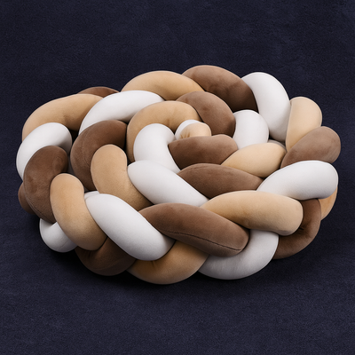 tresse de lit marron blanc kaki