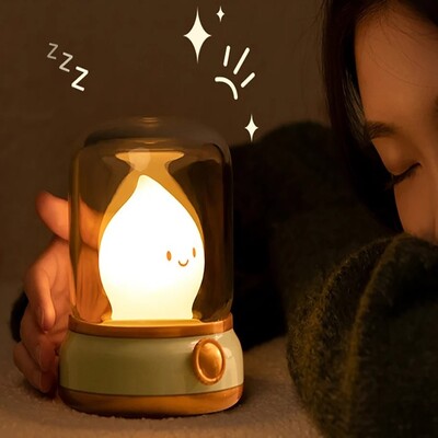 veilleuse bébé flamme jaune avec adolescent