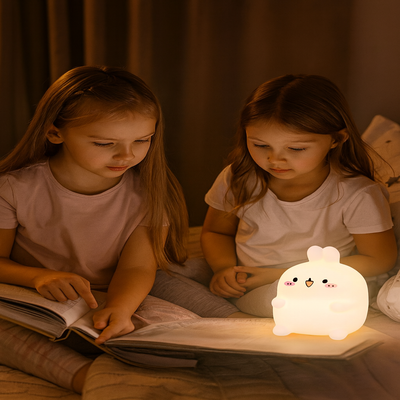 veilleuse lapin décorative blanc enfant lisent