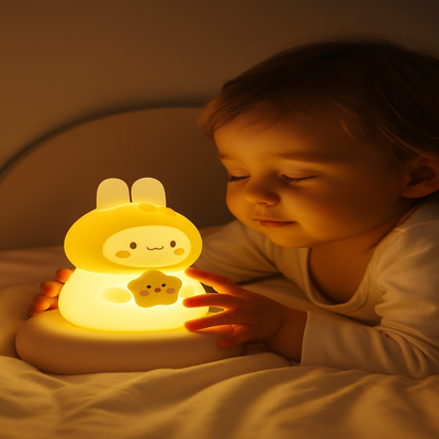 veilleuse lapin réglable adorable avec bébé