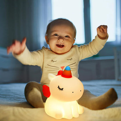 veilleuse licorne mignon silicone licorne a enfant assis souriant