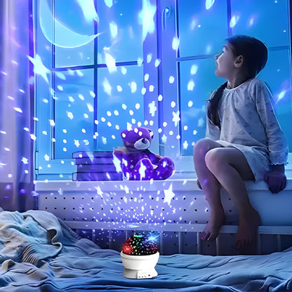 veilleuse projection galaxie fille assise