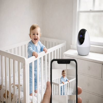video babyphones vision nocturne bébé dans berceau