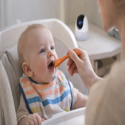 video babyphones vision nocturne bébé mange